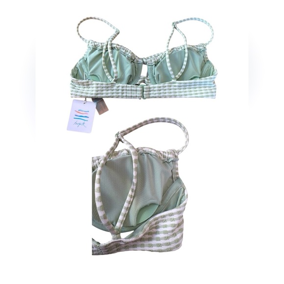 Tropik, Textured Bralette Bikini Top, XS, Green & White ☀️ - Picture 3 of 5